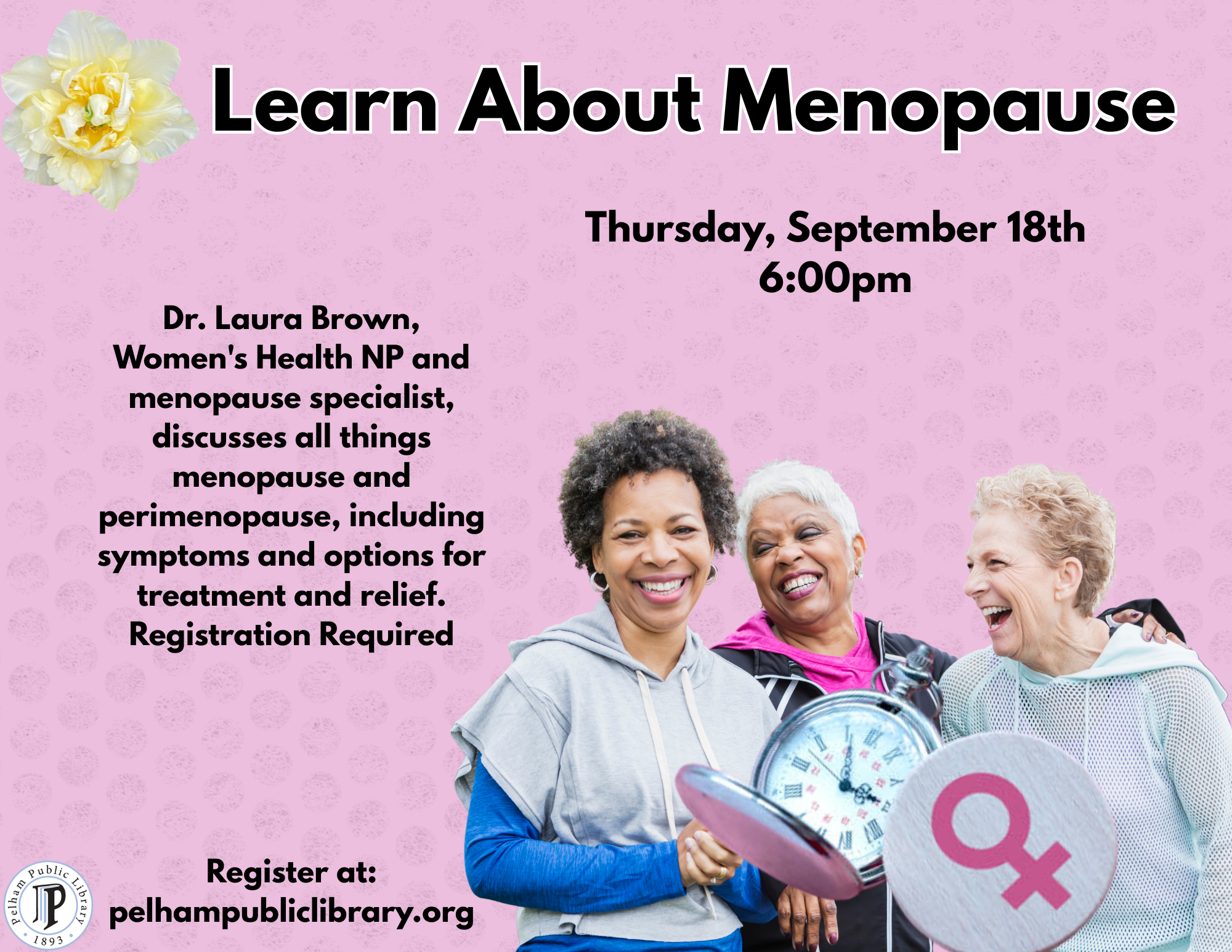 Learn About Menopause, Thurs. Sept 18th, 6:30pm