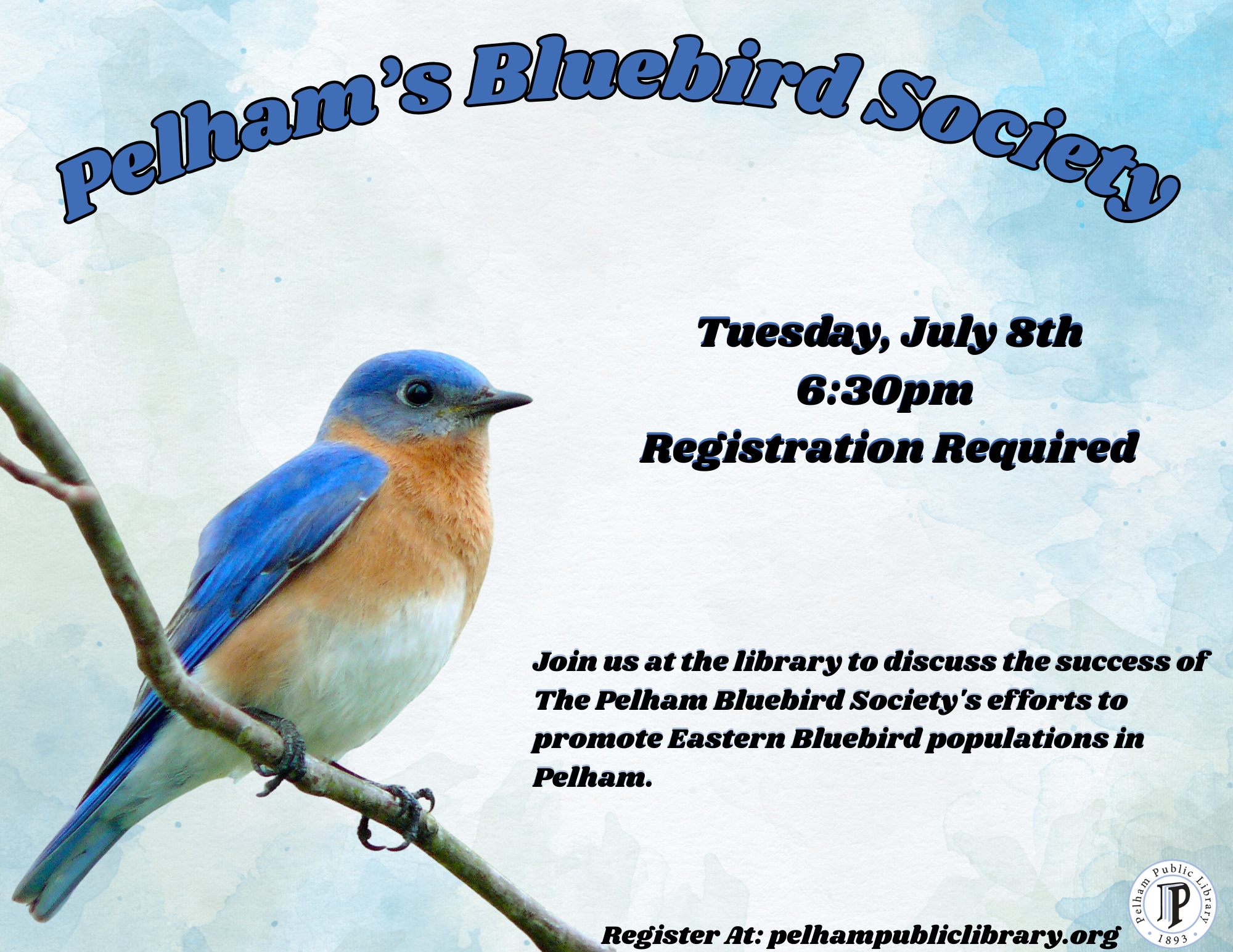 Pelham's Bluebird Society, Tuesday July 8th