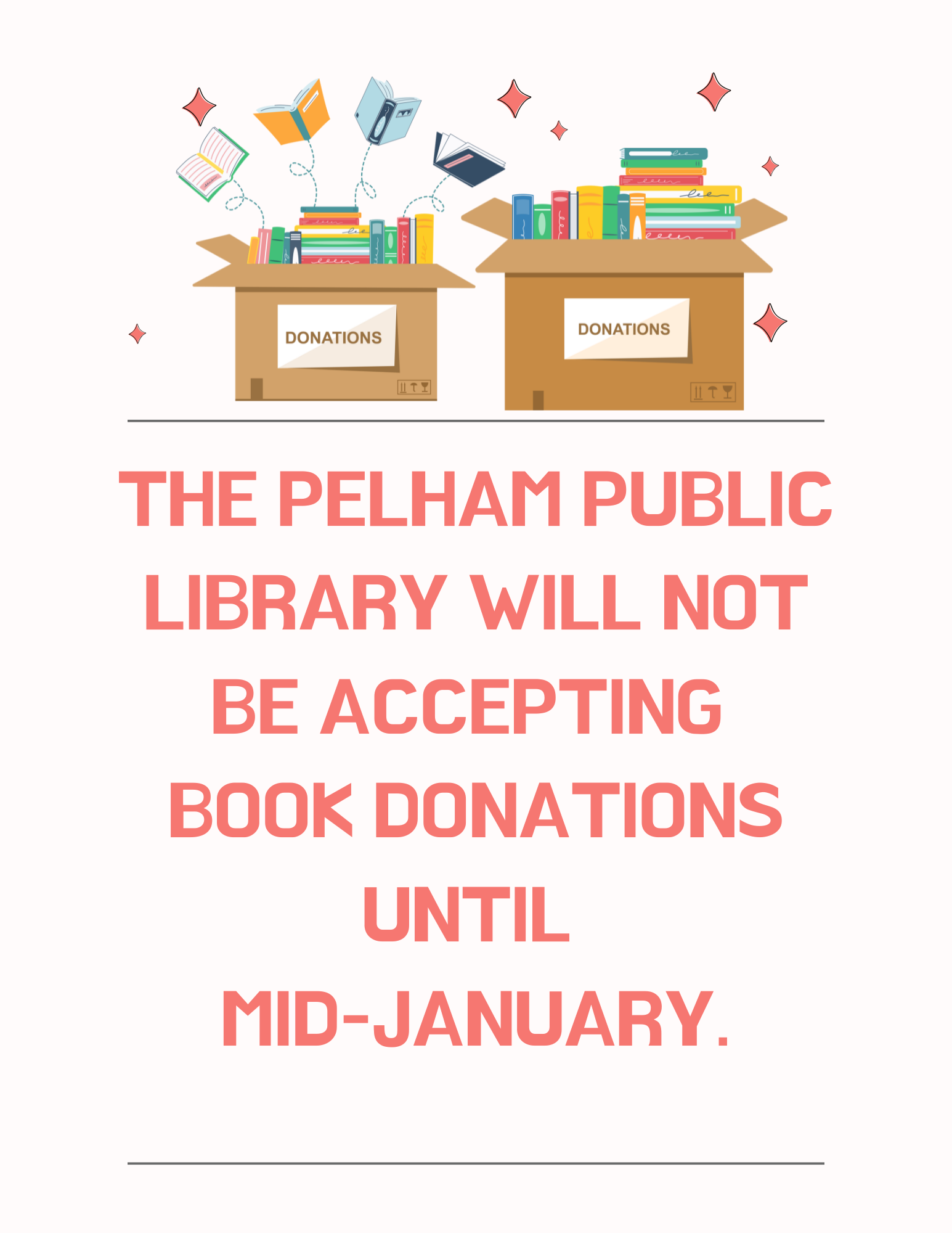 library not accepting book donations until mid-January