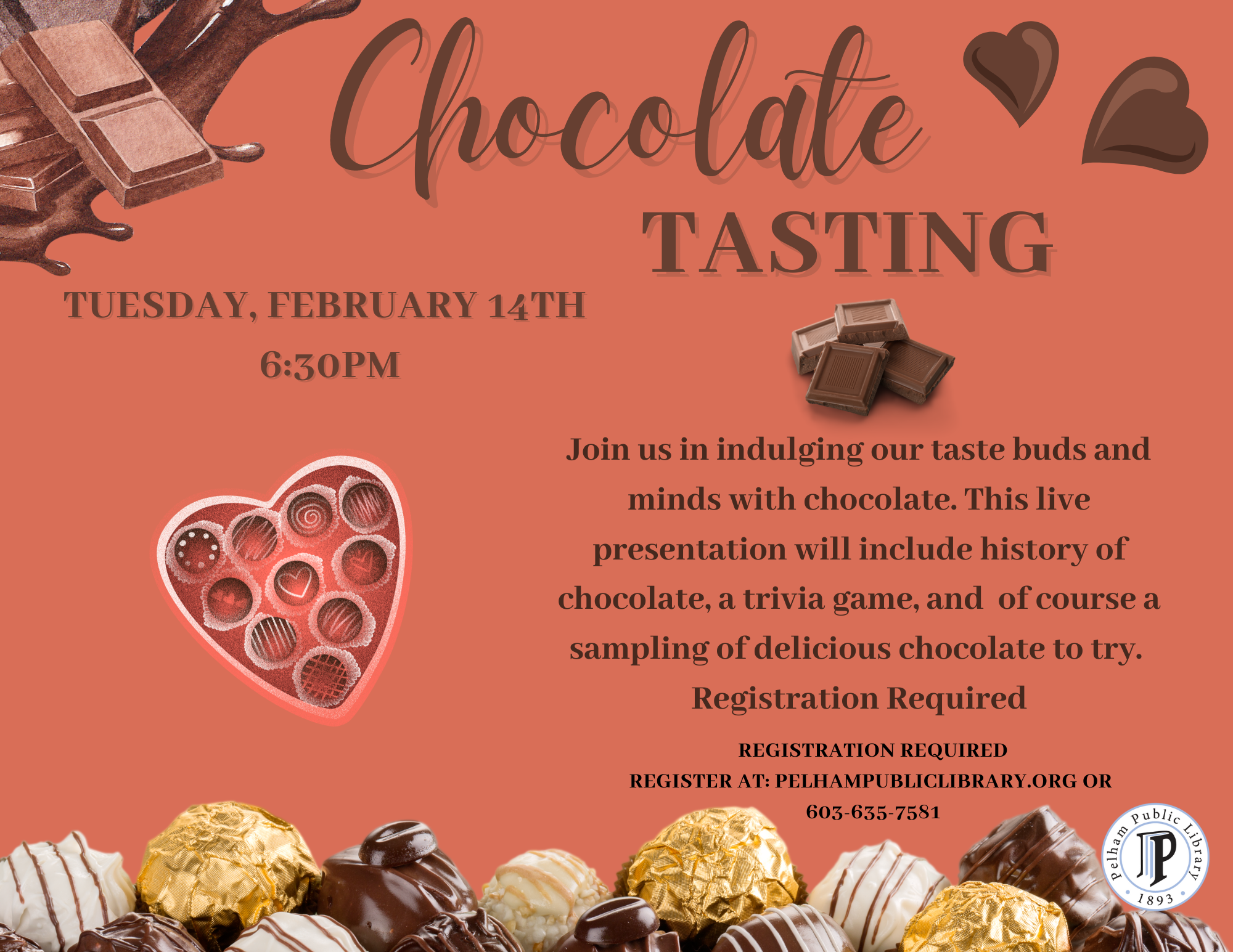 Chocolate Tasting, Tues Feb 14th, 6:30pm