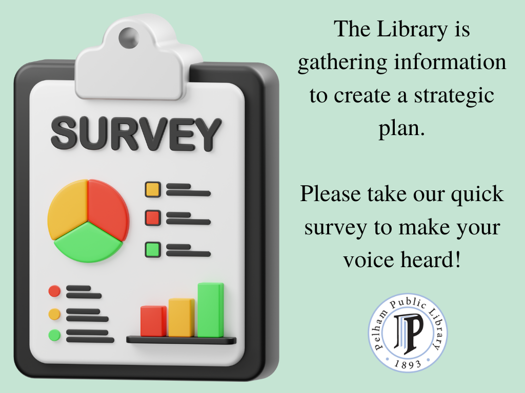 Survey graphic and text inviting people to take the library's survey.