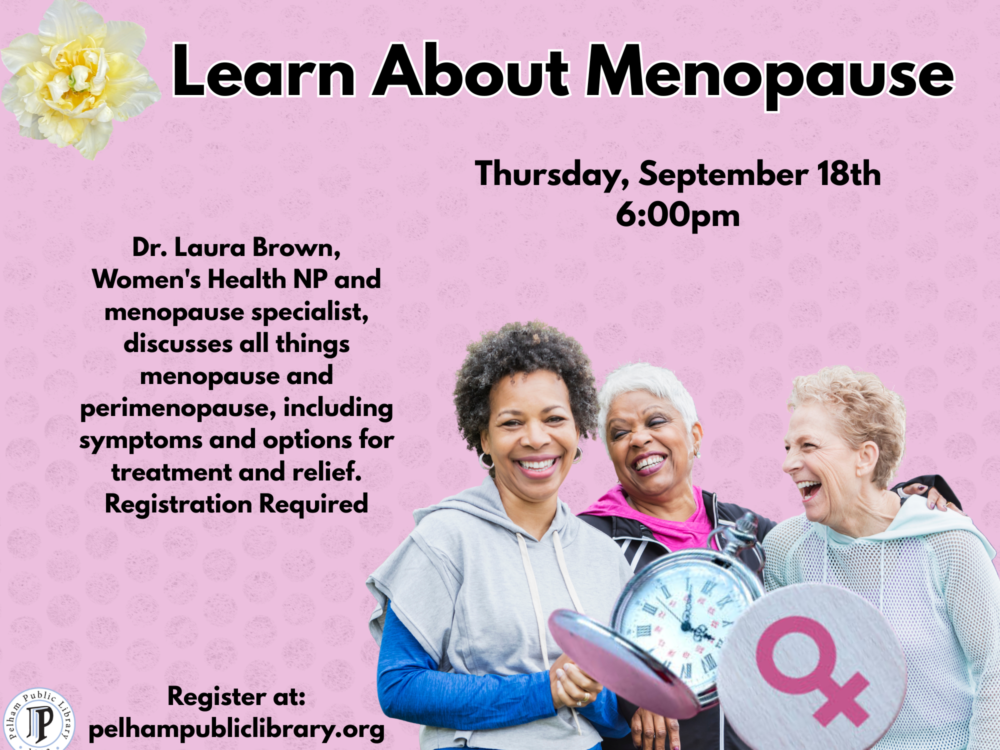 Learn About Menopause, Thurs. Sept 18th, 6:30pm