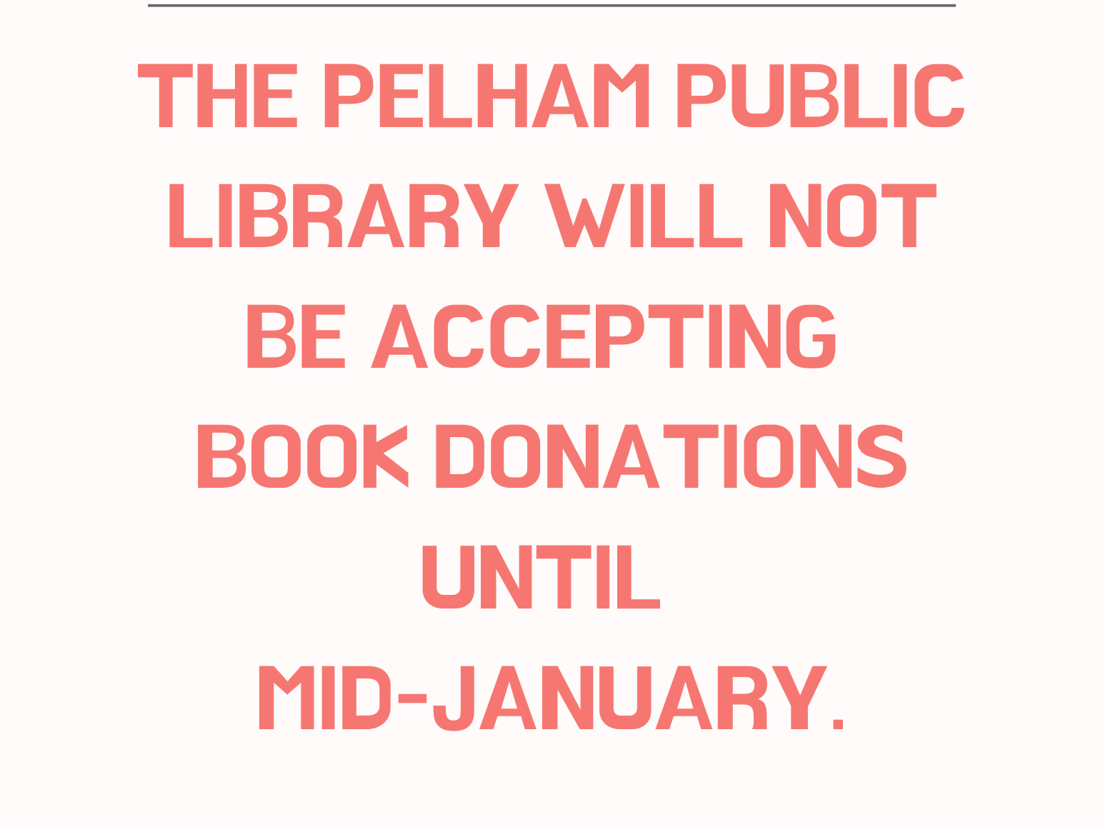 library not accepting book donations until mid-January